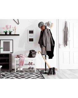 Perchero metalico q-connect gris de pie 10 colgadores y paraguero 174x40cm