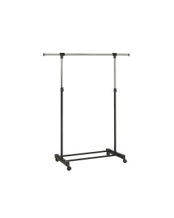 Perchero unilux extensible con 4 ruedas giratorias ajustable altura negro/cromado 80/150 x