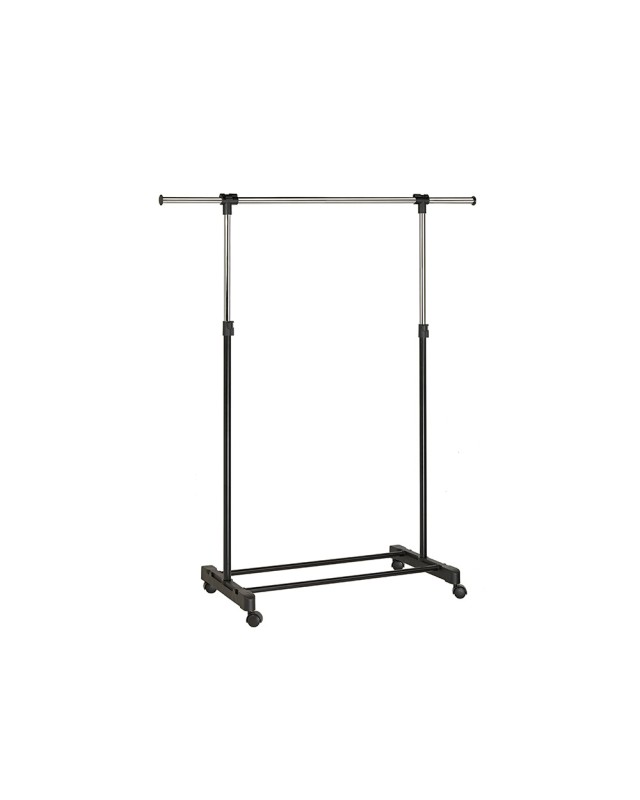 Perchero unilux extensible con 4 ruedas giratorias ajustable altura negro/cromado 80/150 x