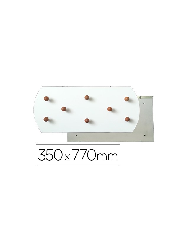 Perchero sie pared blanco 8 colgadores madera haya 350x770 mm