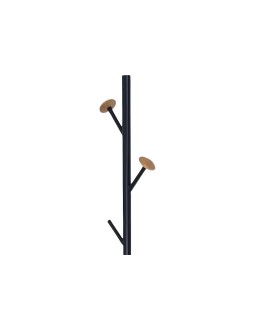 Perchero metalico q-connect negro con detalles de madera 5 colgadores 177x28,5 cm