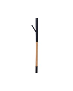 Perchero metalico q-connect negro con detalles de madera 5 colgadores 177x28,5 cm