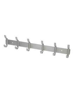 Perchero liderpapel pared metalico 6 colgadores color plata mate 430x88x55 mm