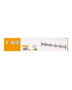 Perchero liderpapel pared metalico 6 colgadores color plata mate 430x88x55 mm