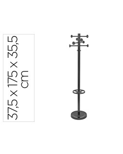 Perchero metalico maulgrando 8 colgadores y paraguero color negro 390x1750x390 mm