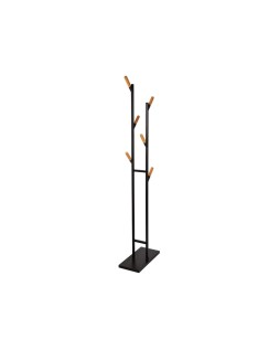 Perchero metalico maul rima pie 6 colgadores de madera color negro 1840x480x230 mm