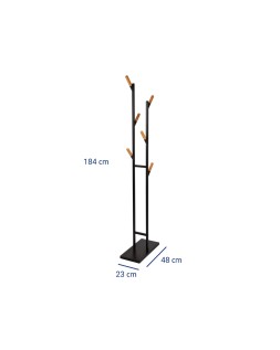 Perchero metalico maul rima pie 6 colgadores de madera color negro 1840x480x230 mm