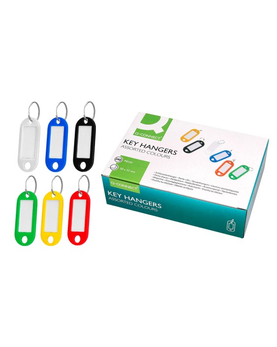 Llavero portaetiquetas q-connect expositor de 240 unidades colores surtidos
