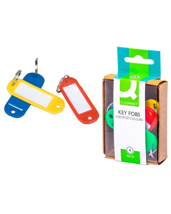 Llavero portaetiquetas q-connect caja de 6 unidades colores surtidos