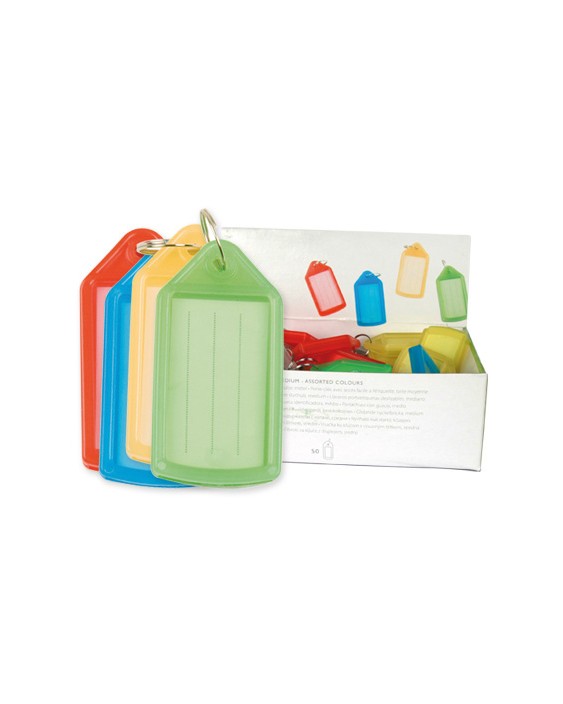 Llavero portaetiquetas q-connect expositor de 40 unidades colores surtidos premium