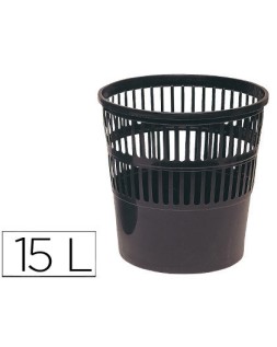Papelera plastico q-connect 15 litros rejilla color negro 285x290 mm