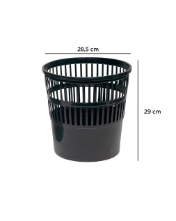 Papelera plastico q-connect 15 litros rejilla color negro 285x290 mm