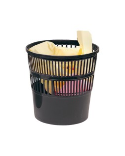 Papelera plastico q-connect 15 litros rejilla color negro 285x290 mm