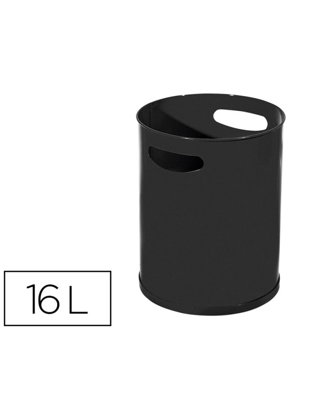 Papelera metalica con asas 111 negra 30x25 cm