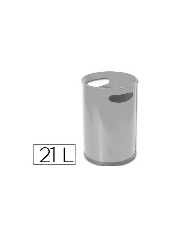 Papelera metalica con asas 101 gris 32x21 cm
