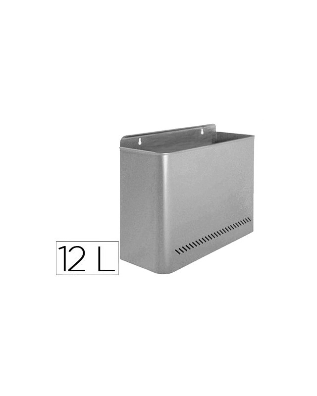 Papelera metalica de pared gris 285x125x325 mm