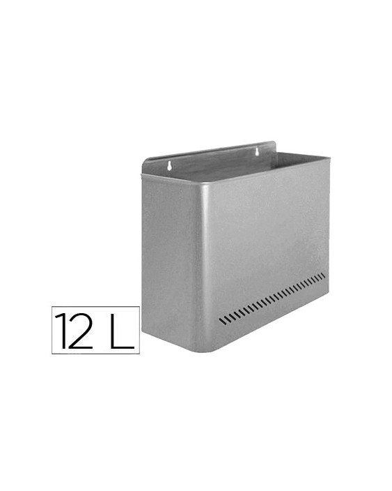 Papelera metalica de pared gris 285x125x325 mm