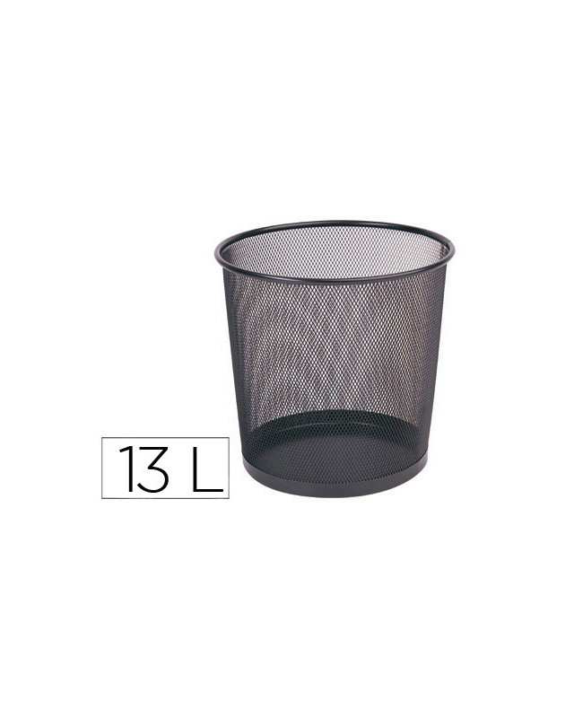 Papelera metalica q-connect rejilla negra 265x285 mm