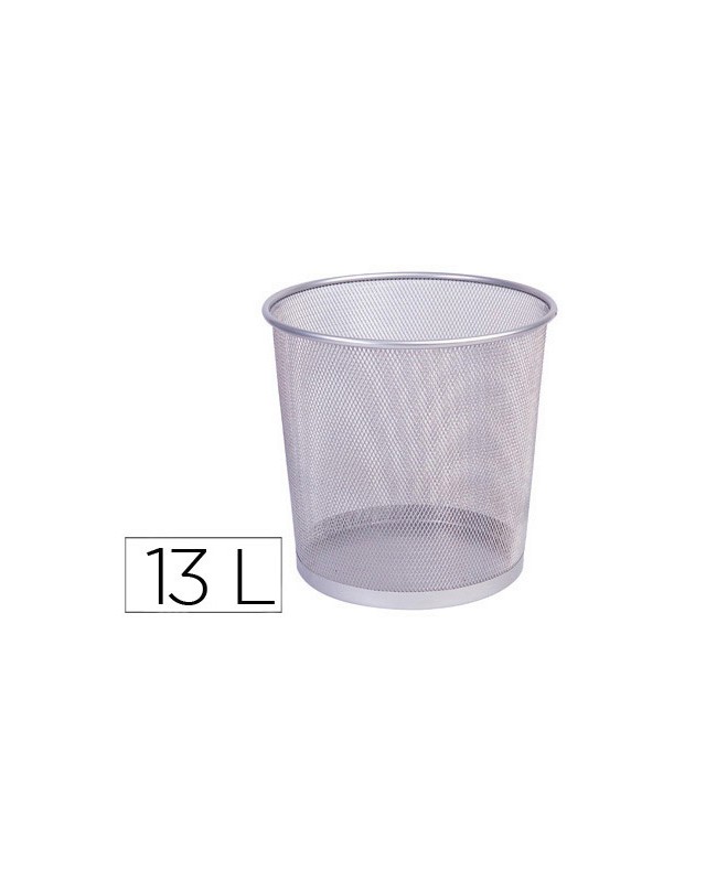 Papelera metalica q-connect rejilla plata 265x285 mm