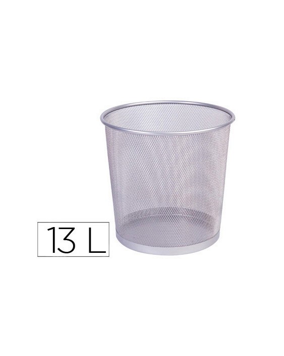 Papelera metalica q-connect rejilla plata 265x285 mm