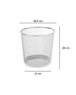 Papelera metalica q-connect rejilla plata 265x285 mm