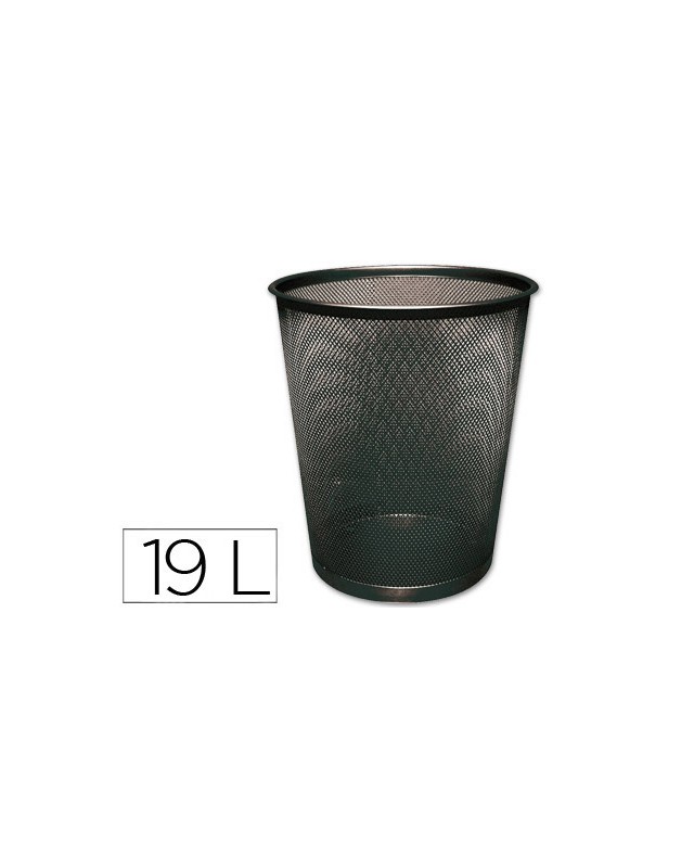 Papelera metalica q-connect negra rejilla 295x345mm