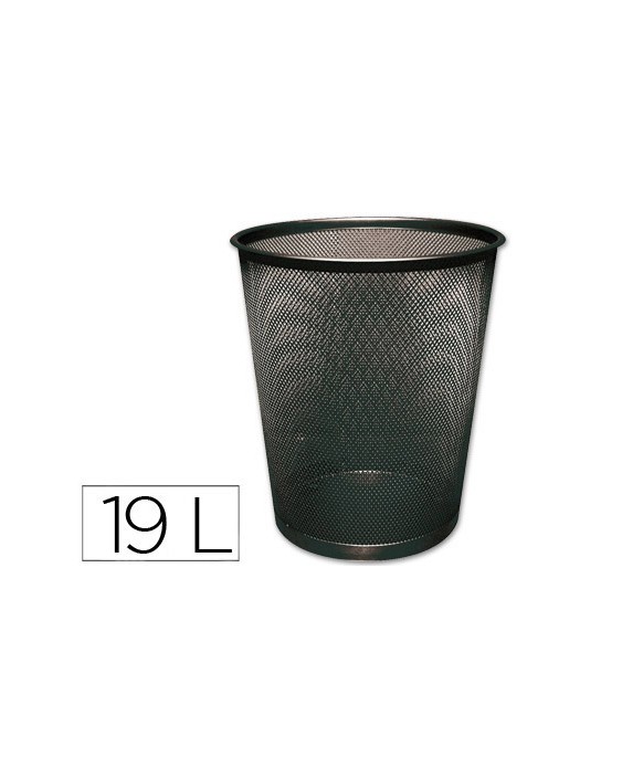 Papelera metalica q-connect negra rejilla 295x345mm