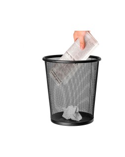 Papelera metalica q-connect negra rejilla 295x345mm