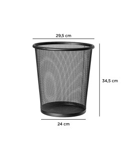 Papelera metalica q-connect negra rejilla 295x345mm