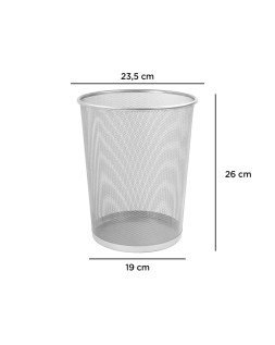 Papelera metalica q-connect rejilla gris 190x260x235 mm