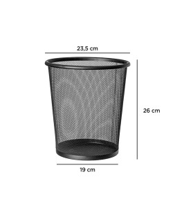 Papelera metalica q-connect rejilla negra 190x260x235 mm