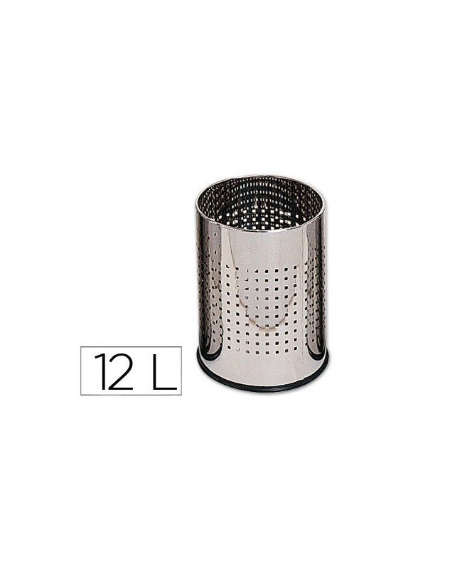 Papelera metalica q-connect perforada cromada 250x325 mm
