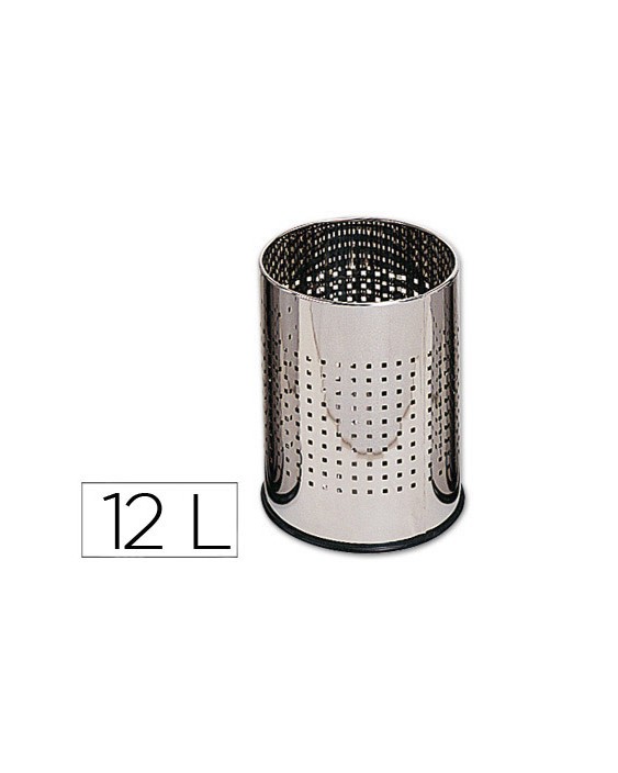 Papelera metalica q-connect perforada cromada 250x325 mm