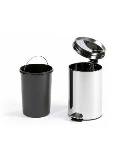 Papelera metalica q-connect con pedal cromada 32x21 cm capacidad 6 litros