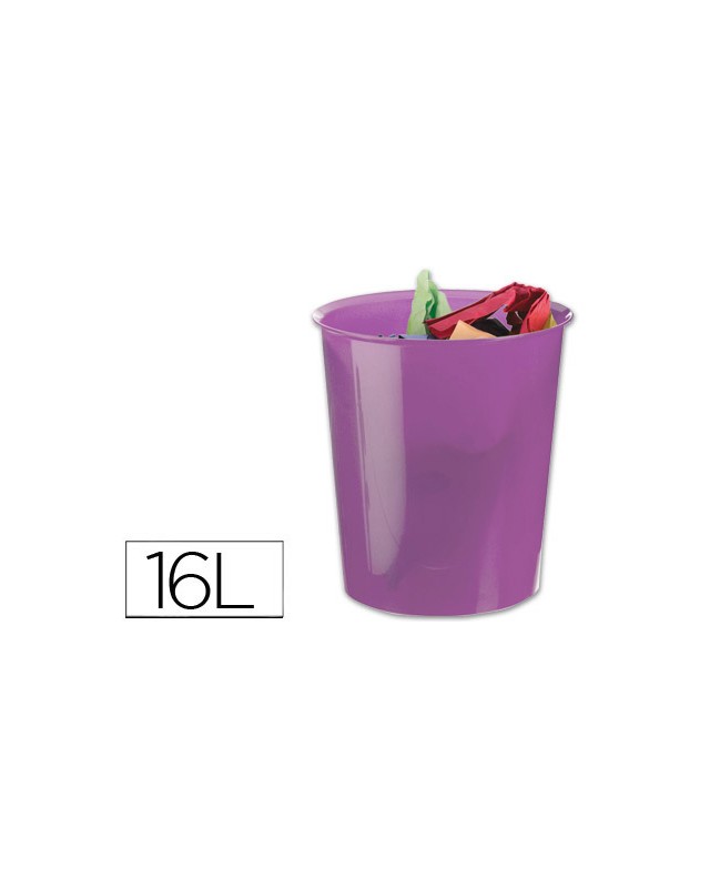 Papelera plastico archivo 2000 violeta translucido 16 litros 290x310 mm