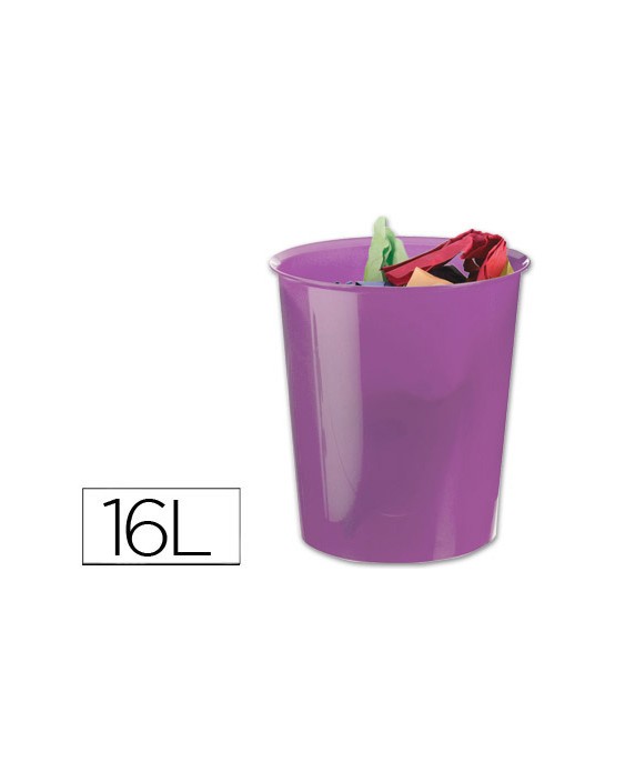 Papelera plastico archivo 2000 violeta translucido 16 litros 290x310 mm