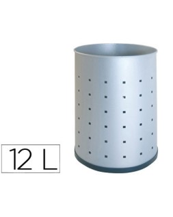 Papelera metalica 101-r plateada pintada perforada 315x215 mm