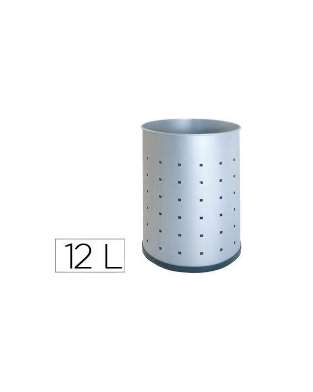 Papelera metalica 101-r plateada pintada perforada 315x215 mm