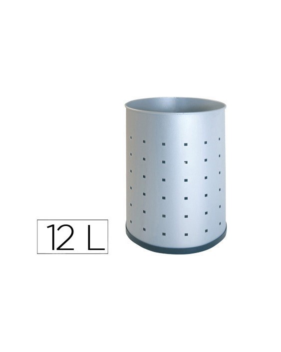 Papelera metalica 101-r plateada pintada perforada 315x215 mm
