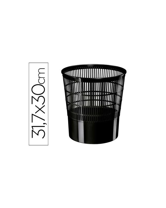 Papelera plastico cep ecoline rejilla negra 16 litros 30x30x31,7 cm