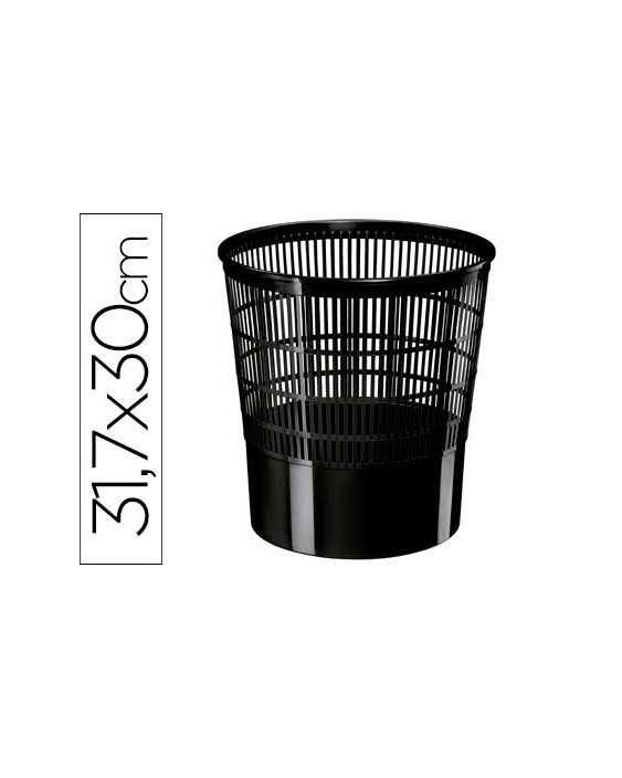 Papelera plastico cep ecoline rejilla negra 16 litros 30x30x31,7 cm