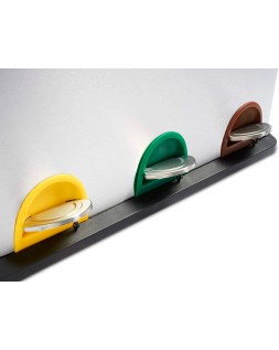 Papelera contenedor q-connect metalica con tapadera de plastico y pedal 3 depositos 45l 605x340x485 mm