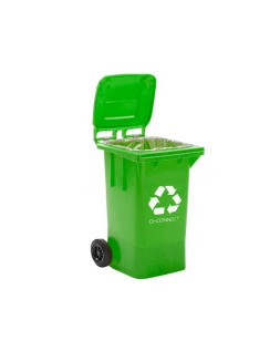 Papelera contenedor q-connect plastico verde para envases de vidrio 100l con tapa y ruedas 750x470x370 mm