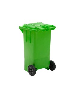 Papelera contenedor q-connect plastico verde para envases de vidrio 100l con tapa y ruedas 750x470x370 mm