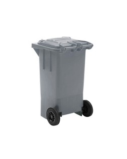 Papelera contenedor q-connect plastico gris para desechos en general 100 l con tapa y ruedas 750x470x370 mm