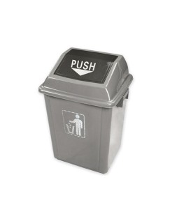 Papelera contenedor q-connect plastico con tapa de balancin 58 litros gris 470x330x760 mm