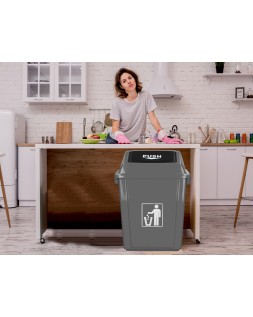 Papelera contenedor q-connect plastico con tapa de balancin 58 litros gris 470x330x760 mm