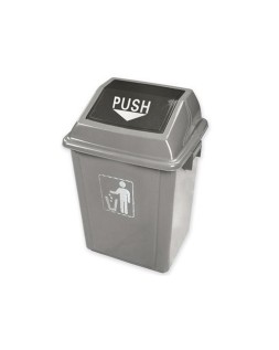 Papelera contenedor q-connect plastico con tapa de balancin 40 litros gris 410x280x610 mm