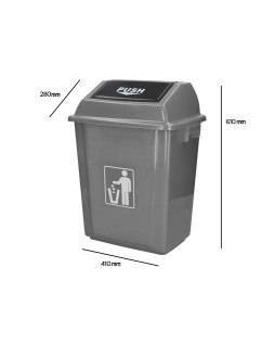 Papelera contenedor q-connect plastico con tapa de balancin 40 litros gris 410x280x610 mm