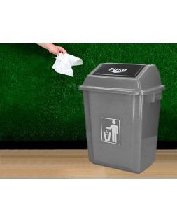 Papelera contenedor q-connect plastico con tapa de balancin 40 litros gris 410x280x610 mm